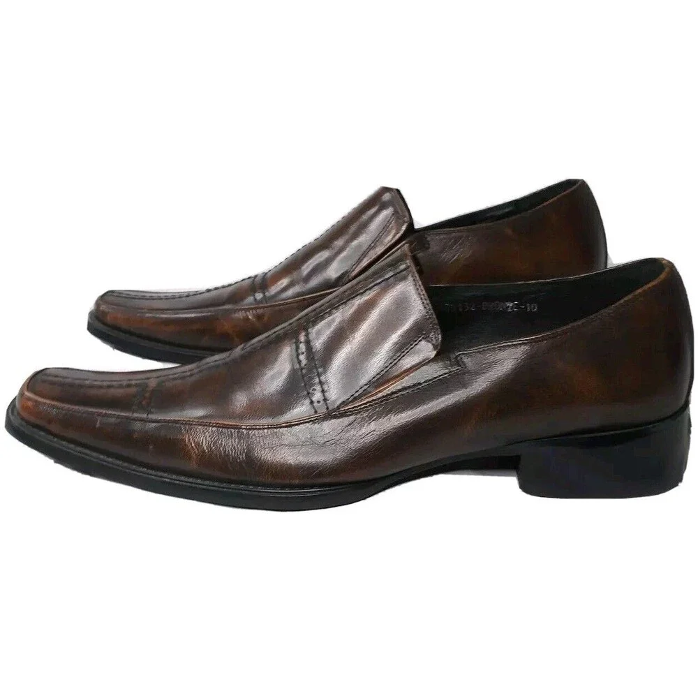 Plateau Bronze Leather Dress Shoes Men's Size 10 Square Toe